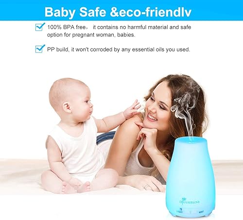 Miniatura 4 de Diffuserlove Paquete de 2 difusores de aceites esenciales de 6.8 fl oz difusores ultrasónicos de aromaterapia con apagado automático sin agua,