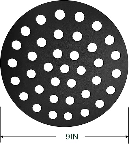 Miniatura 2 de Rejilla de fuego redonda de hierro fundido de 9 pulgadas, placa de carbón de alto calor para parrilla de fuego de huevos verdes grandes, piezas de