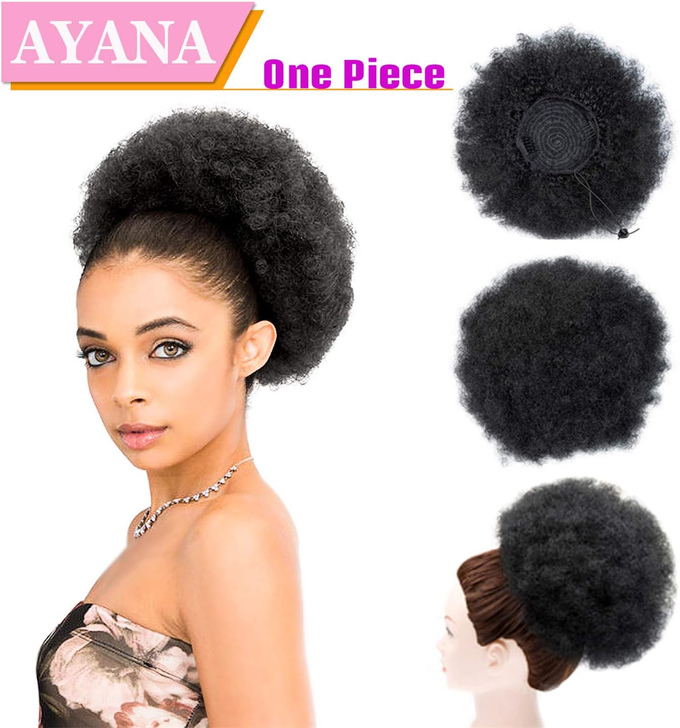 11 inch Ponytail Drawstring Puff Short Afro Kinky Curly Wrap Afro Drawstring Ponytail Synthetic Curly Hair Ponytail Pieces Hair Extensions (11INCH, 1#)