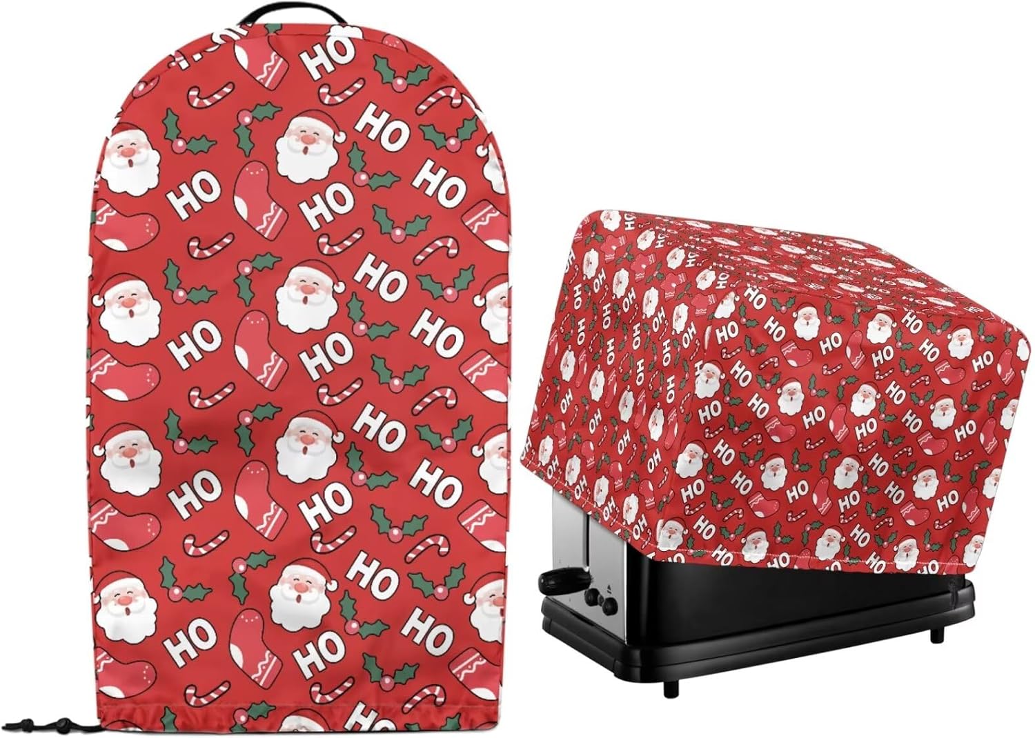 Kitchen Countertop Blender Stand Mixer Dust Cover with Drawstring Hem and Quilted Toaster Bread Maker Oven Cover Kitchen Small Appliance Protector Christmas Cute Santa Claus