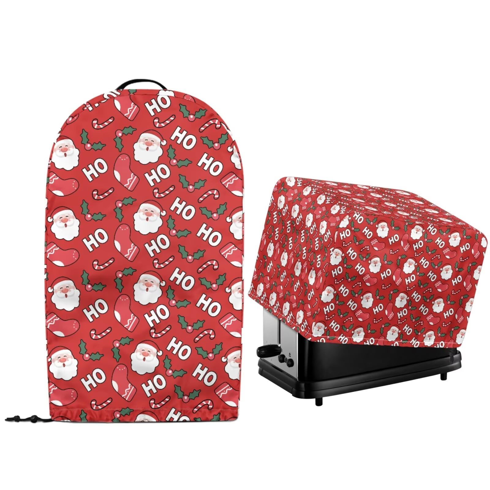 Kitchen Countertop Blender Stand Mixer Dust Cover with Drawstring Hem and Quilted Toaster Bread Maker Oven Cover Kitchen Small Appliance Protector Christmas Cute Santa Claus