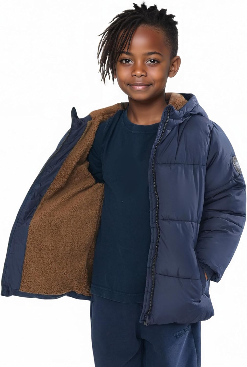solomate Boys Winter Coats with Hood - 4-7Y Outerwear Winter Puffer Heavyweight Fleece Lined Jackets Coats for Kids
