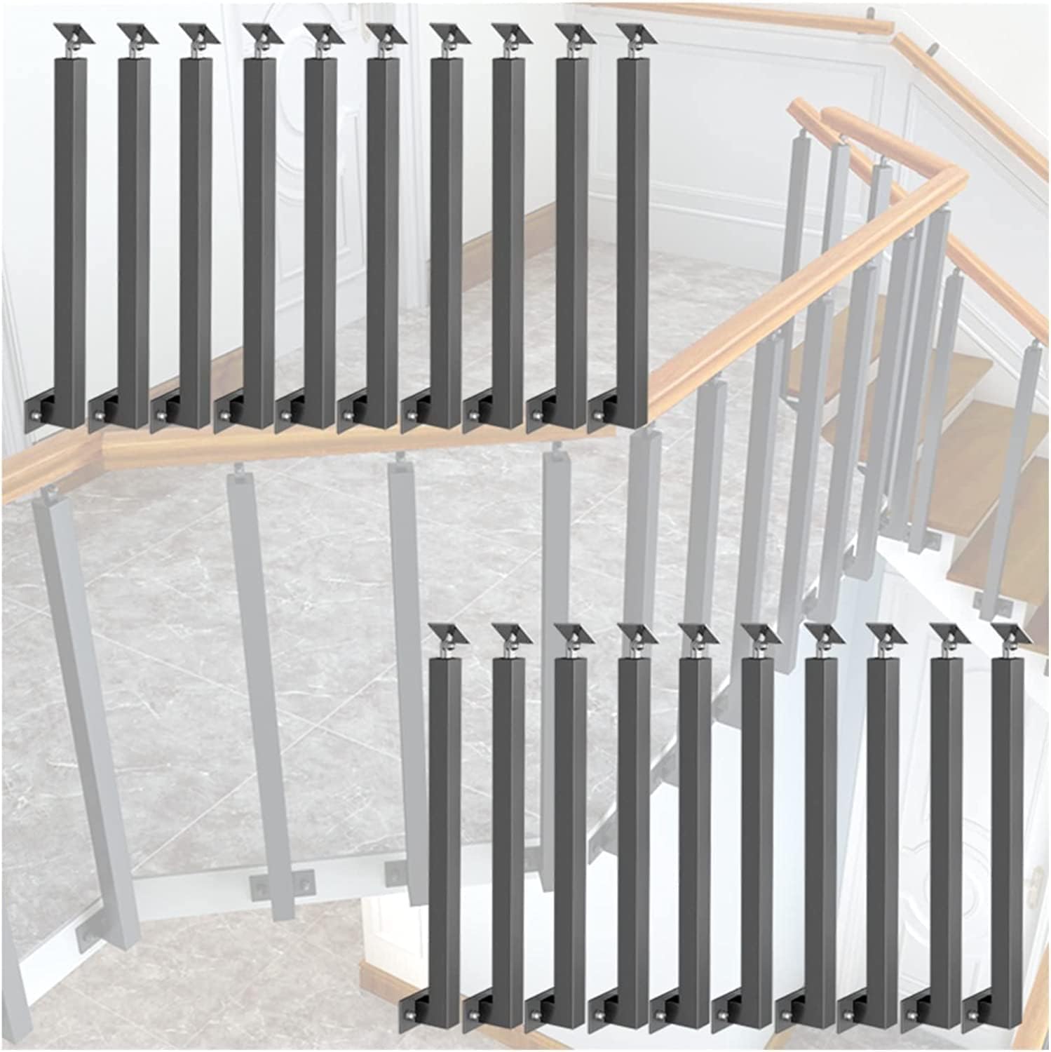 Balaustres para cubierta de escalera en porche exterior moderno de 30 cm de metal