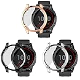 Yrzper Compatible Garmin Vivoactive 4 & Venu 2 Protective Cases, 3pcs Waterproof Soft TPU Plated All Around Scratch-Proof Screen Protector Cover (Vivoactive 4/Venu 2 45mm, 3pcs)