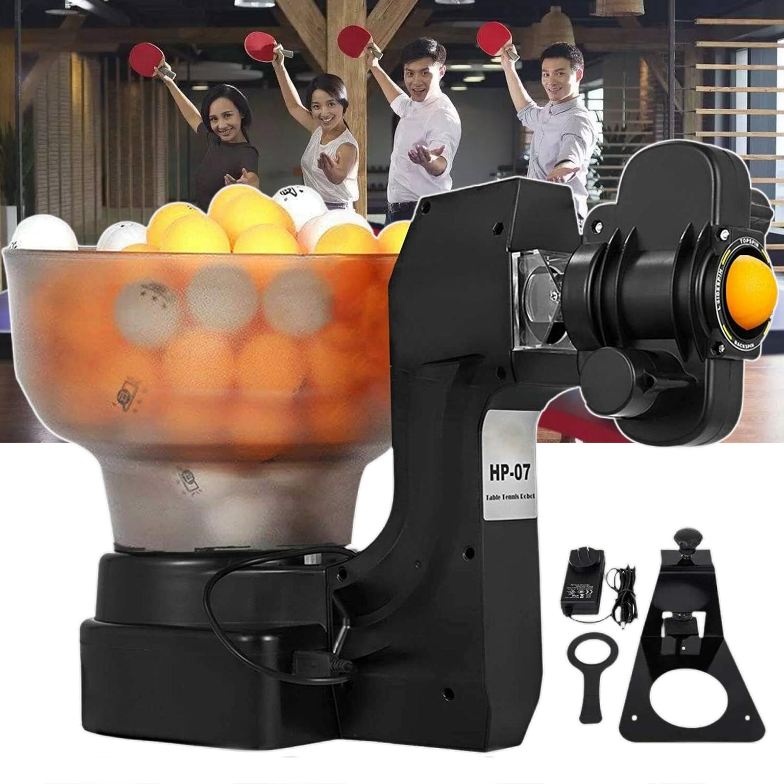 Table Tennis Robots 40-70/Minutes Automatic Ball Launcher, Ball Speed 4-40m/s, Multi-Spin Direction Automatic Ping Pong Robot Ball Machine