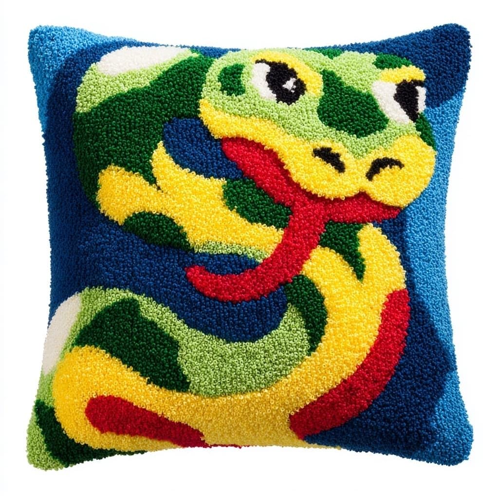AxiangziK Latch Hook Pillow Craft Kit,Animal Snake