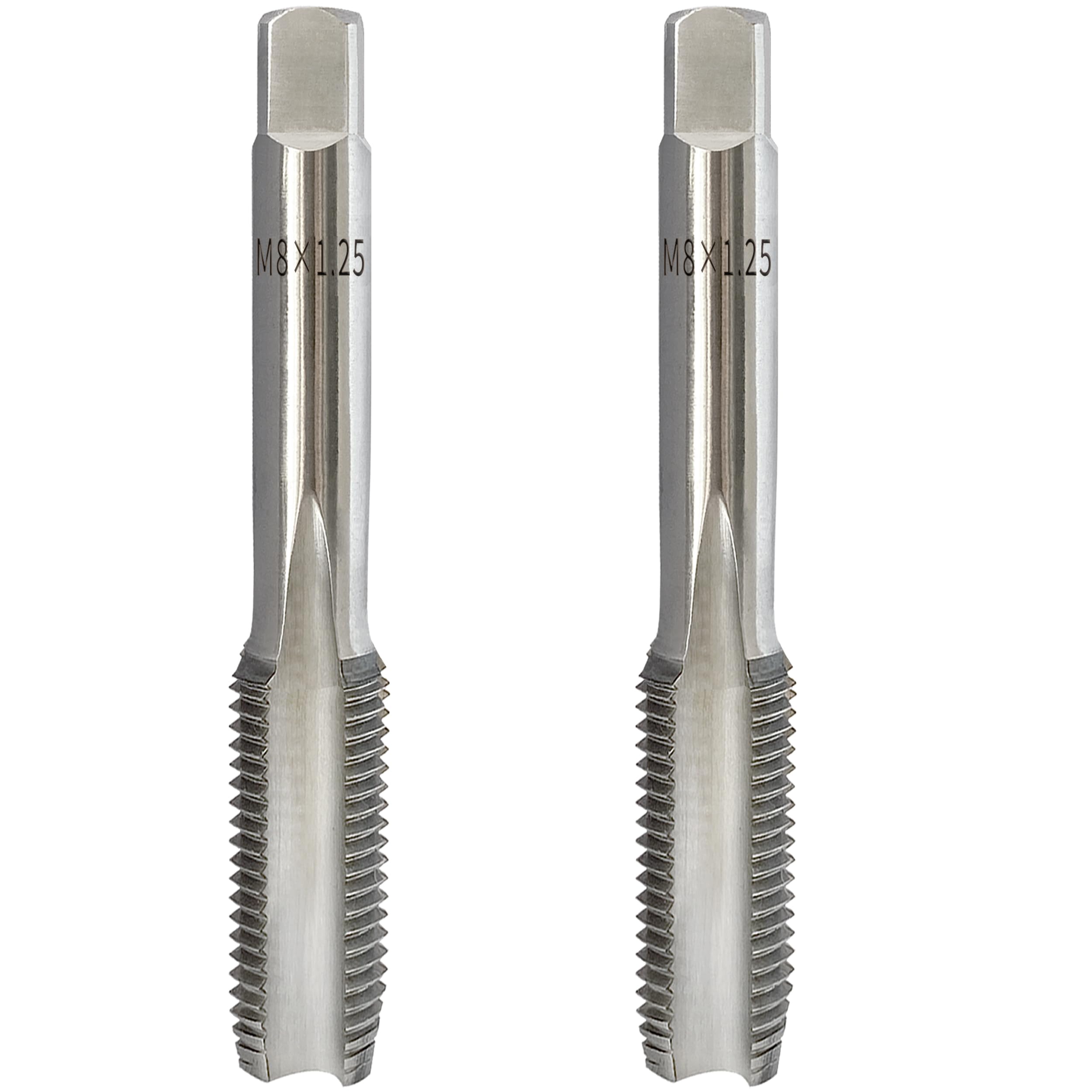 2Pcs M8x1.25 Metric Right-Hand Thread Tapping Tool, Hand Taper &amp; Plug Tap