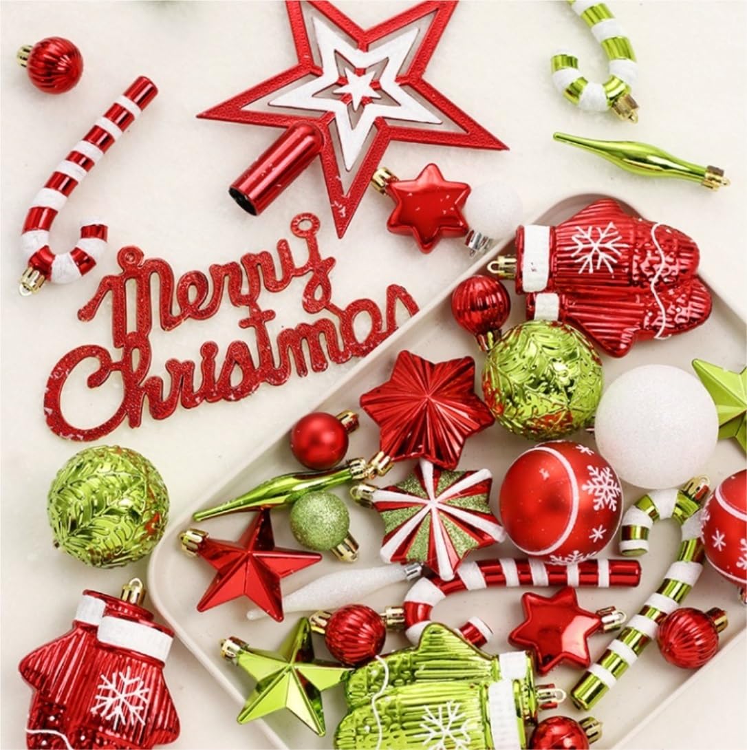 Baumschmuck 70-teiliges Weihnachtskugel-Ornament-Set Aus Kunststoff, Bruchsicher, Weihnachten, Weihnachtsbaum, Hängende Dekorationen Für Zuhause, Party, Dekoration Weihnachtskugeln(B)