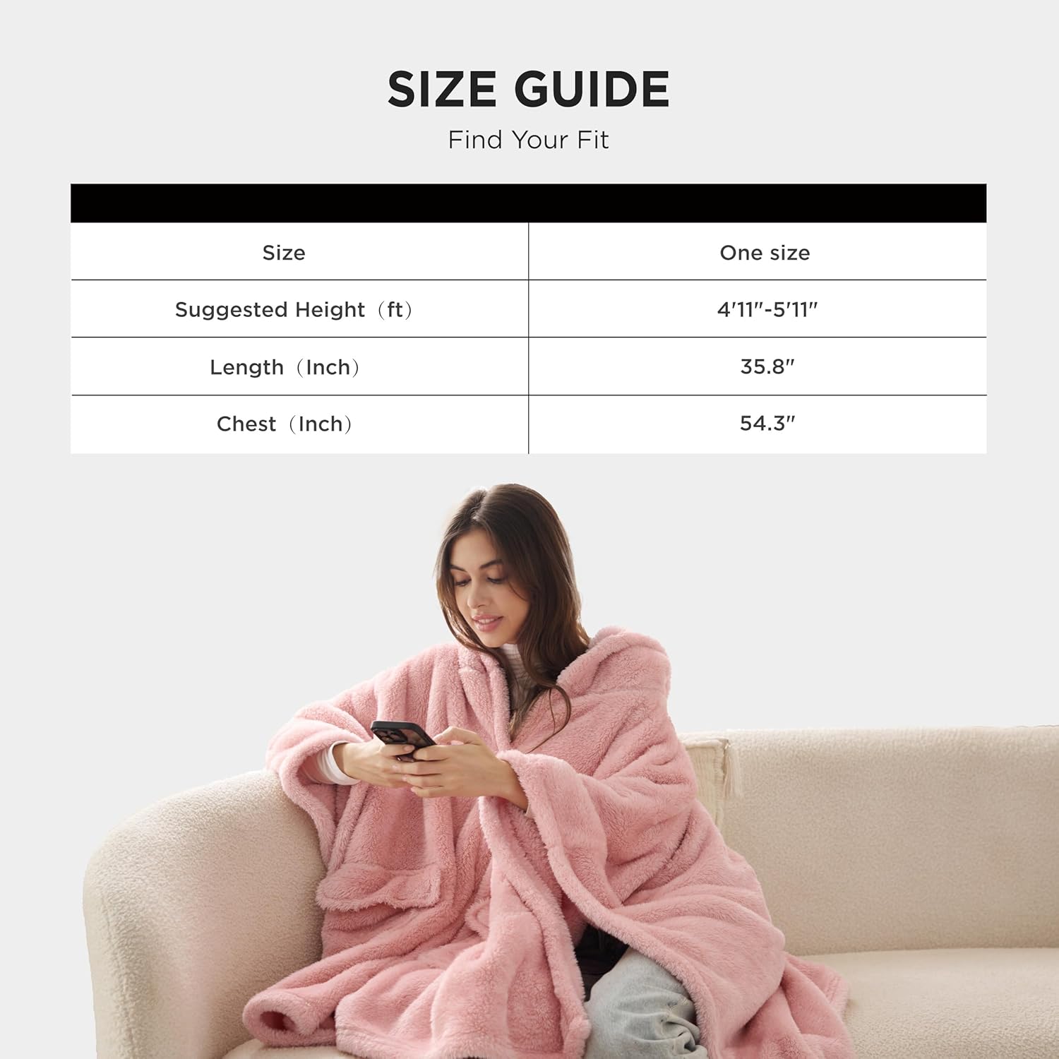Bedsure Blanket Poncho for Women, Hooded Wearable Fleece Blanket for Adult, Winter Poncho Shawl Wrap Cape as Gifts for Mom - Image 6