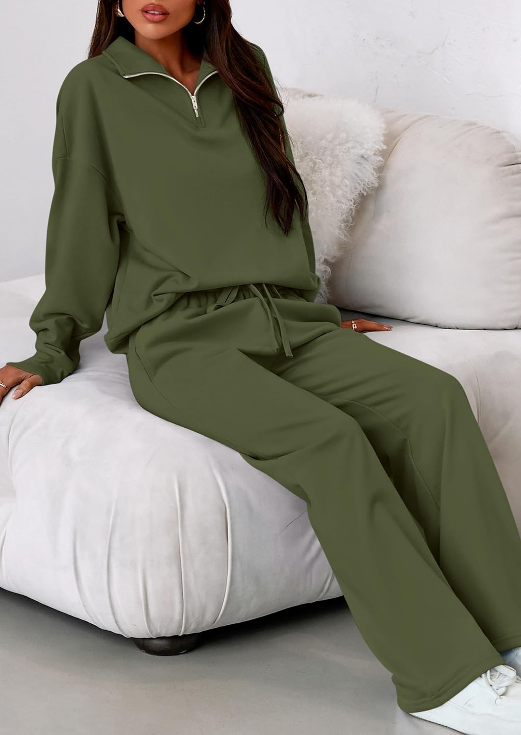 PRETTYGARDEN Womens Casual Two Piece Sets Fall 2026 Outfits Quarter Zip Sweatshirts Straight Leg Pants Sweatsuits Tracksuit - Image 5