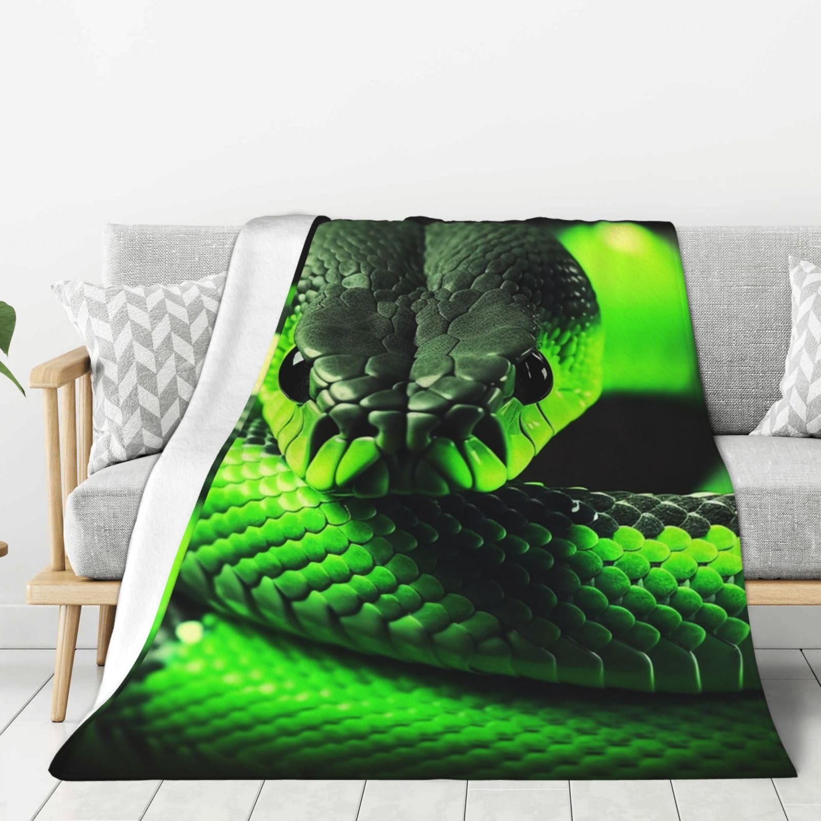 3D Snake Throw Blanket Plush Flannel Fleece Blanket, Soft Lightweight Cozy Blankets 60"X50" for Bed Couch Sofa Travel