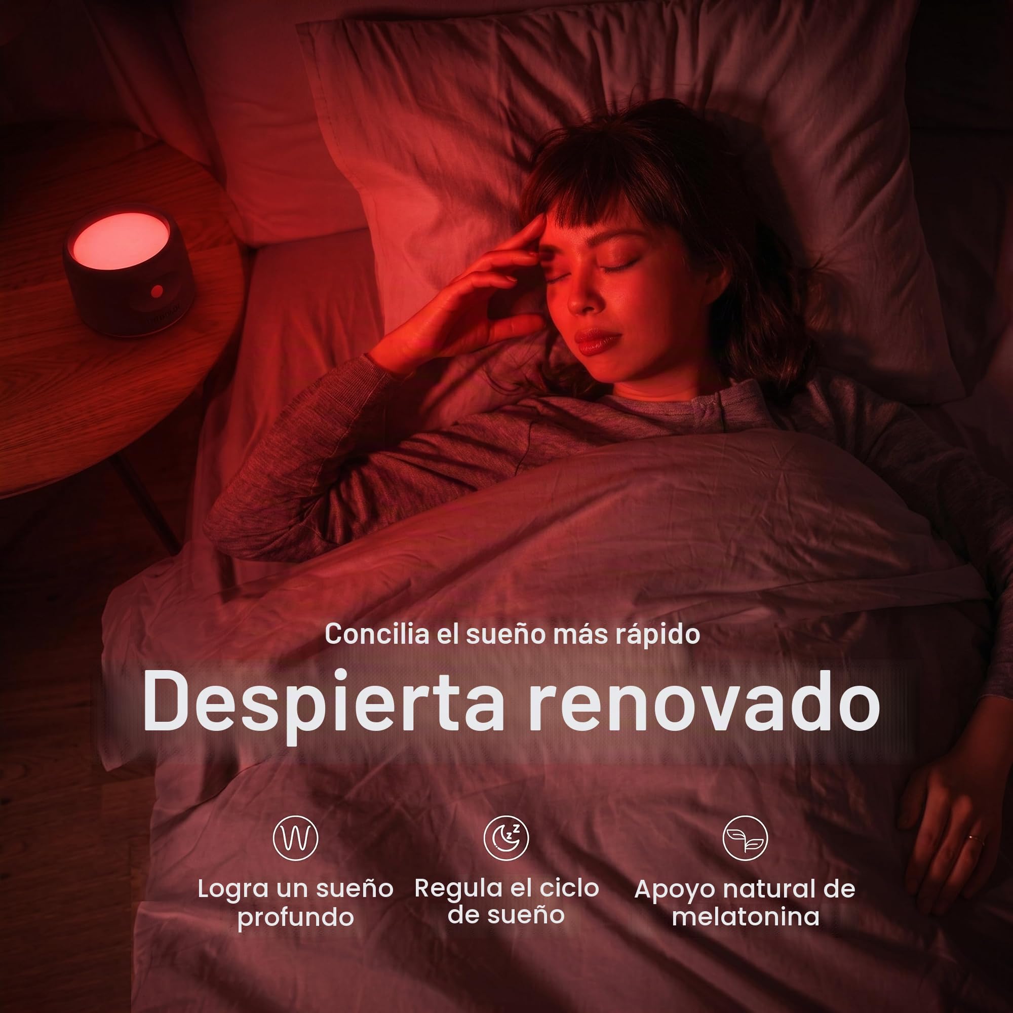 Helight Dispositivo de sueño de terapia de luz roja – Lámpara de luz roja pura de 630 nm para ayudar a la relajación profunda – Lámpara de descanso respaldada por la ciencia para dormitorios de