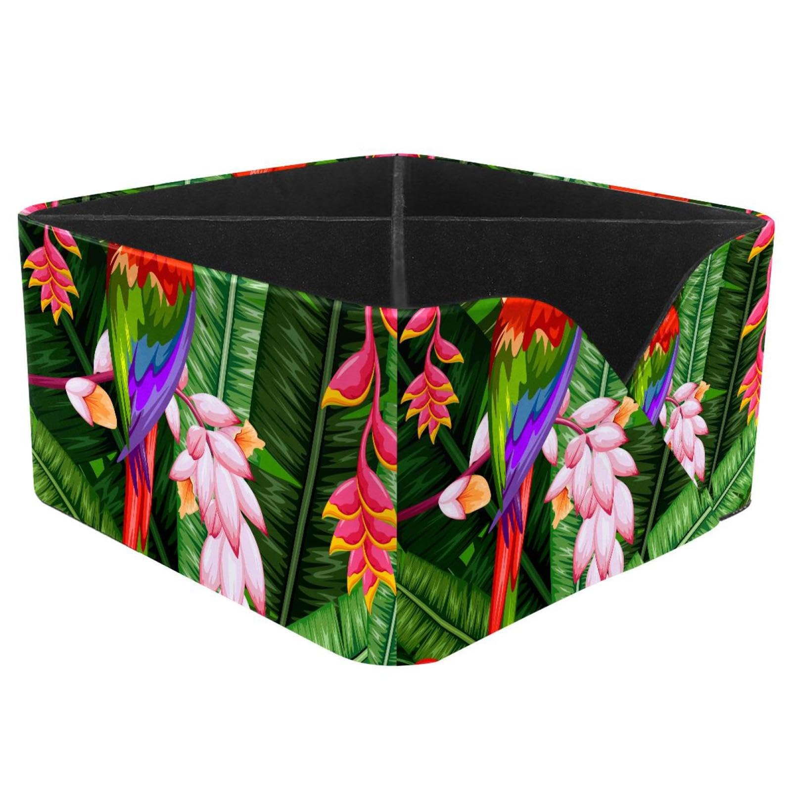 KengjuTesu Parrot in Tropical Jungle Desktop Organizer Pen Holder, Rectangular Pencil Cup for Office, Study and Makeup Stations