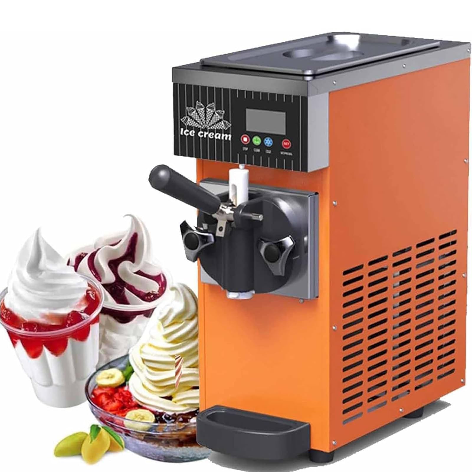 Máquina de helado soft de acero inoxidable para negocio y hogar Orange