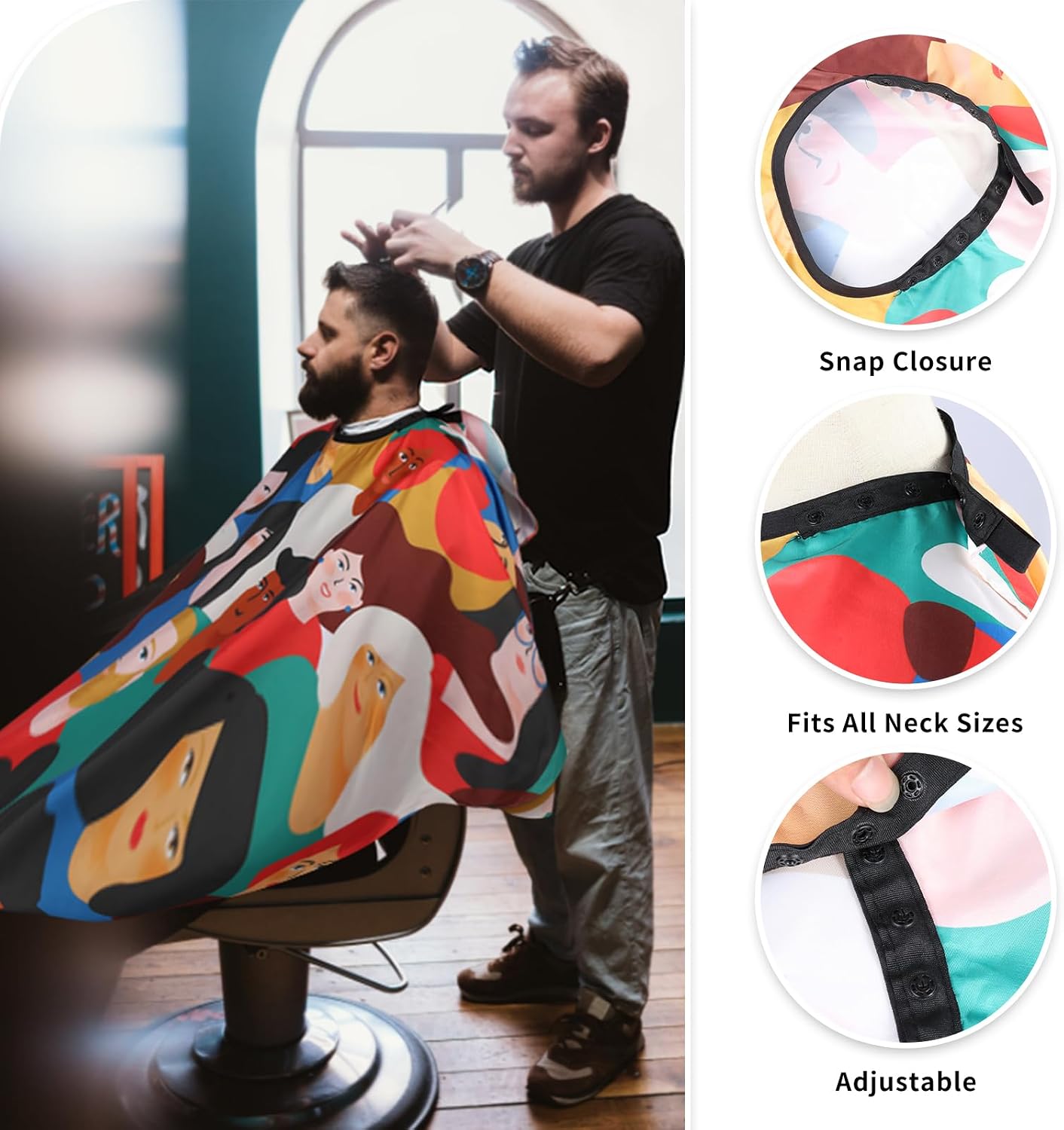 Professional Hair Cutting Cape with Neck Duster Brush, Waterproof Salon Barber Cape with Snaps, Barber Accessories (Men and Women) image 4