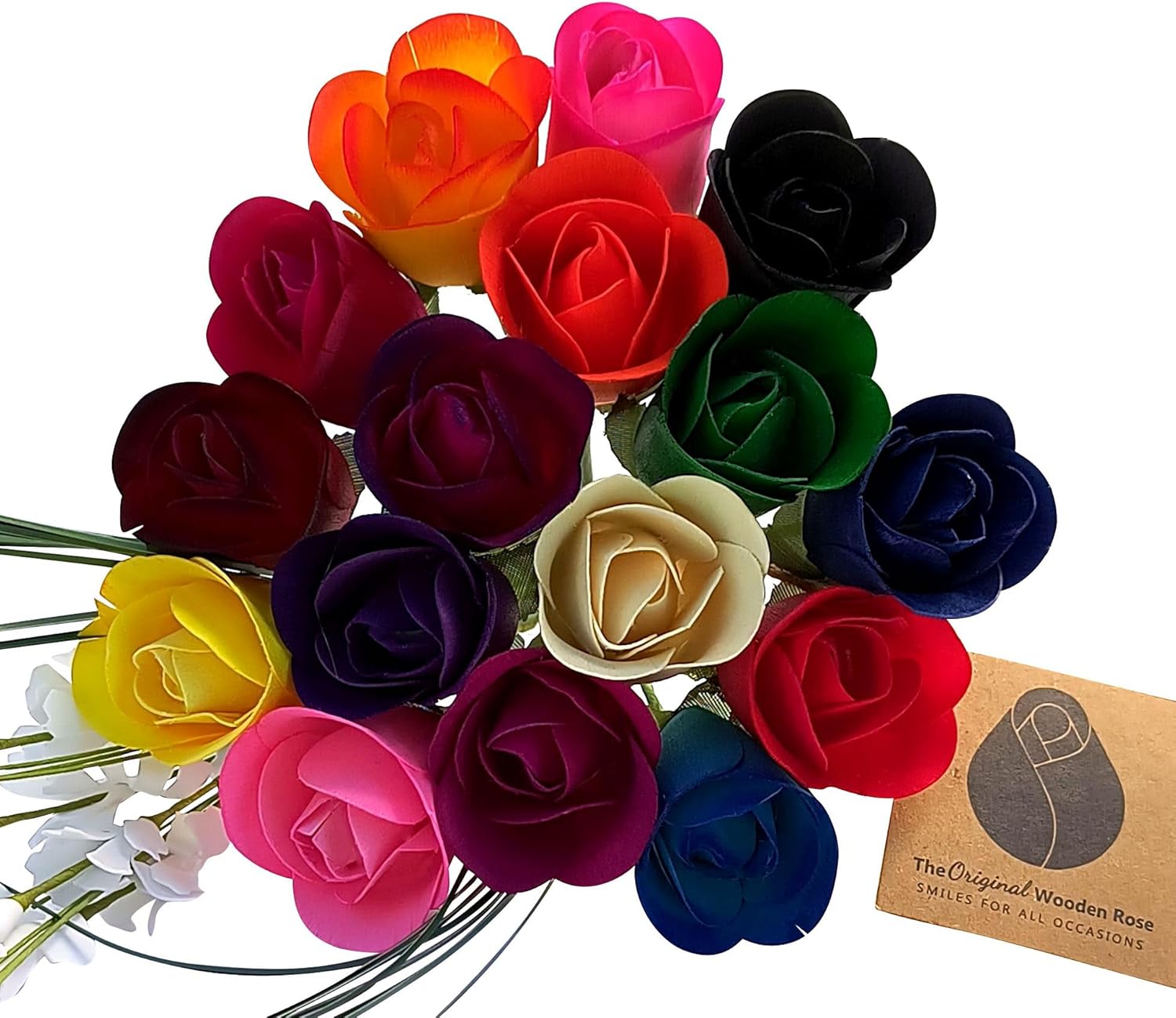Assorted Colors Half Open Bouquet Great for Mothers Day, Valentines Day (16 Roses)