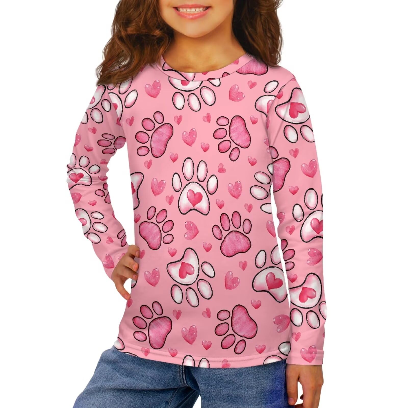 Long Sleeve Shirts for Girls Winter Tops 3-16t Cartoon T Shirts for Fall Clothes