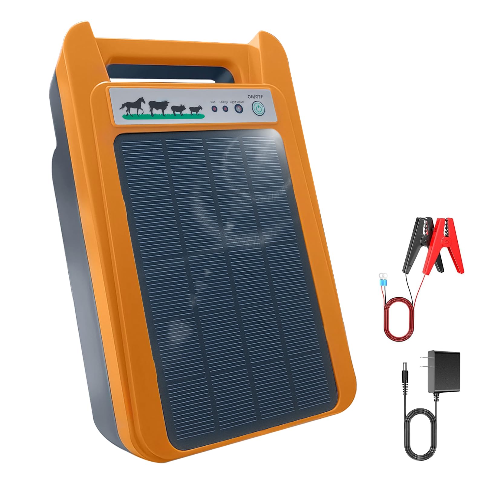 Chargeur solaire électrique pour clôture, 0,2 J 8 kV avec mode jour/nuit | Protection du bétail, clôture de volaille, sécurité du jardin, installation extérieure, fonctionnement à l'énergie solaire