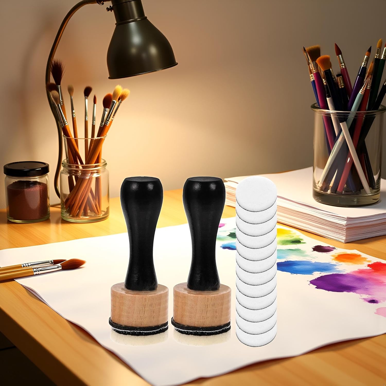 Brown Blending Tool,Art Supplies for Distressing Blending and More Control of Ink Placement Compact No More Inky Fingers,Mini Round Ink Blending Tool,Versatile Inking Tools Drawing,Art Blenders