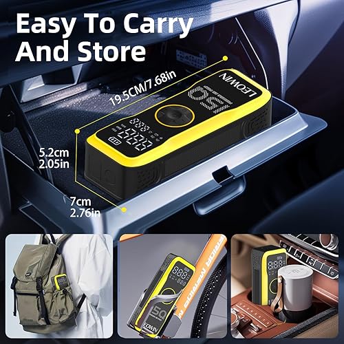 Miniatura 2 de Inflador de neumáticos, compresor de aire portátil, bomba de aire para neumáticos de automóvil con medidor digital de presión de neumáticosluz LED,