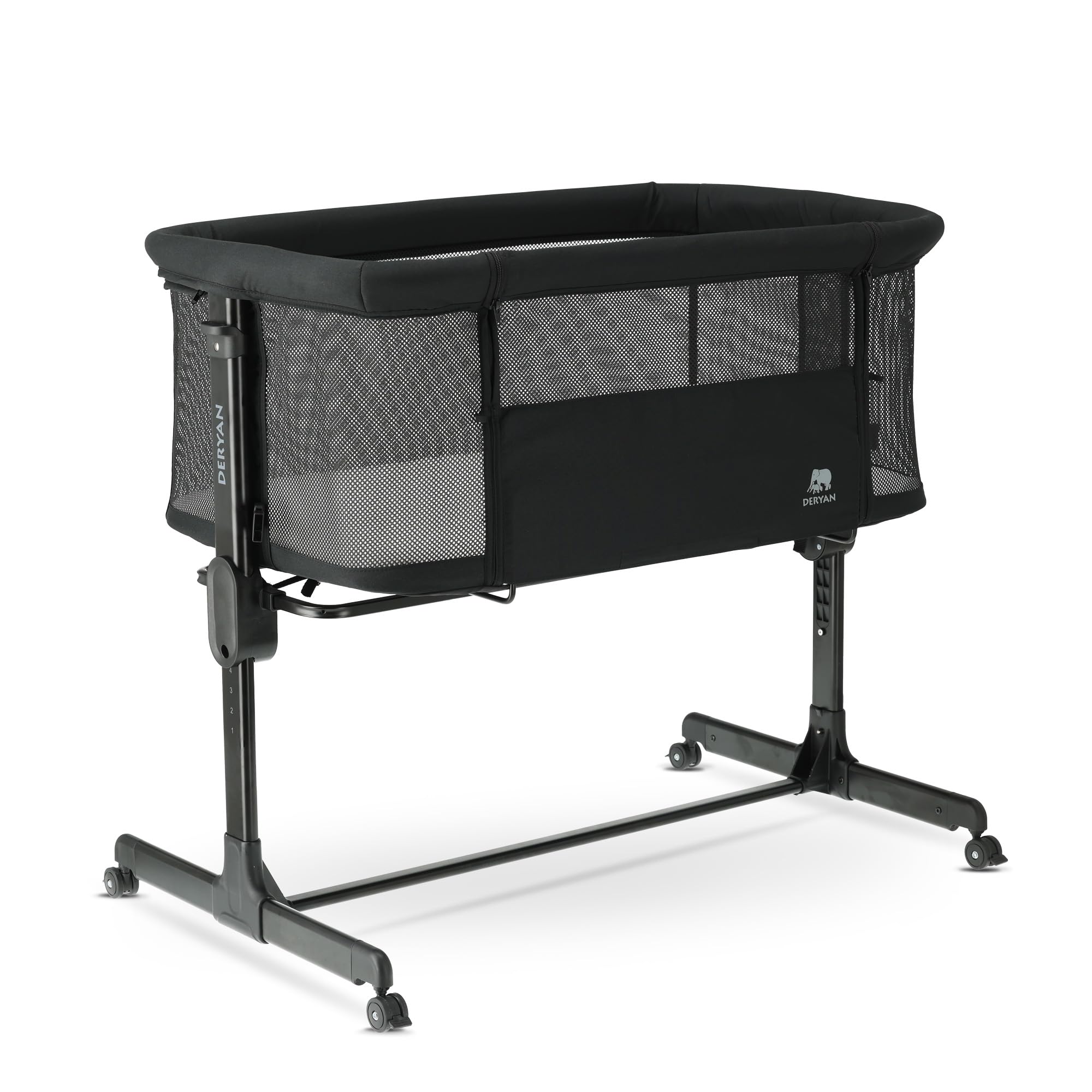 Deryan Łóżeczko dziecięce Snoozy 3 w 1 do 9 kg - Łóżko bujane, regulowane na różnych wysokościach i rozkładanie, 4 kółka z hamulcem, ergonomiczny materac, bezpieczeństwo i komfort dla dziecka, kolor