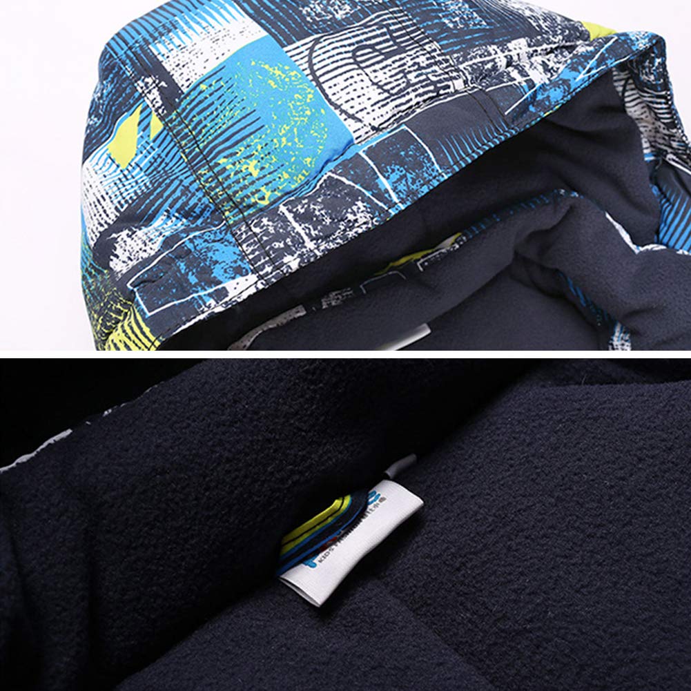 Amur Leopard Combinaison de Ski pour Enfants Garçons Filles Coupe-Vent Imperméable Épaissir Chaud Extérieur Pantalon en Coton en Plein air Veste de Ski