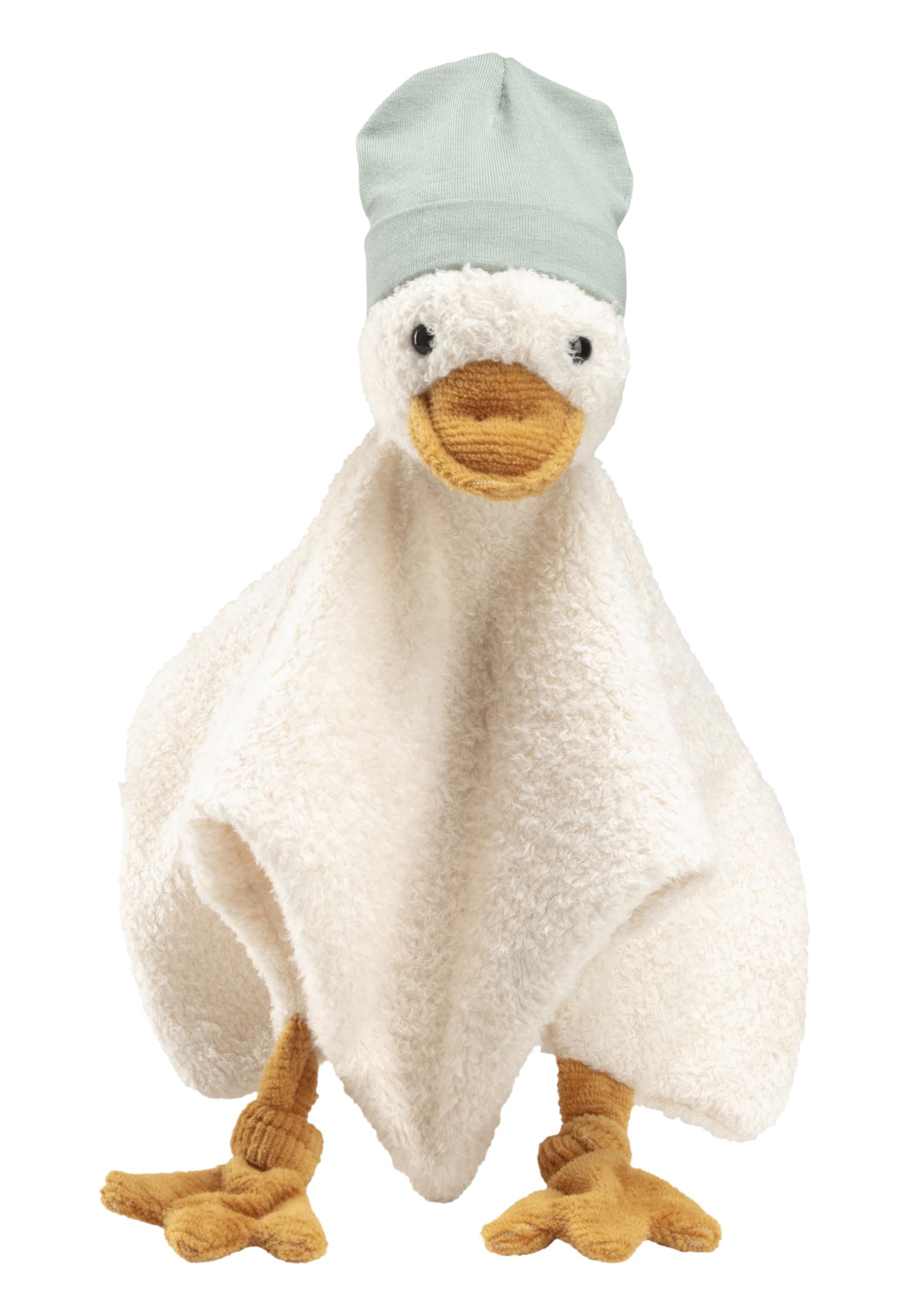 Sterntaler Foulard peluche consolatore medio anatra Edda Lou con berretto e anello in silicone per ciuccio, aiuto per addormentarsi per ragazzi e ragazze