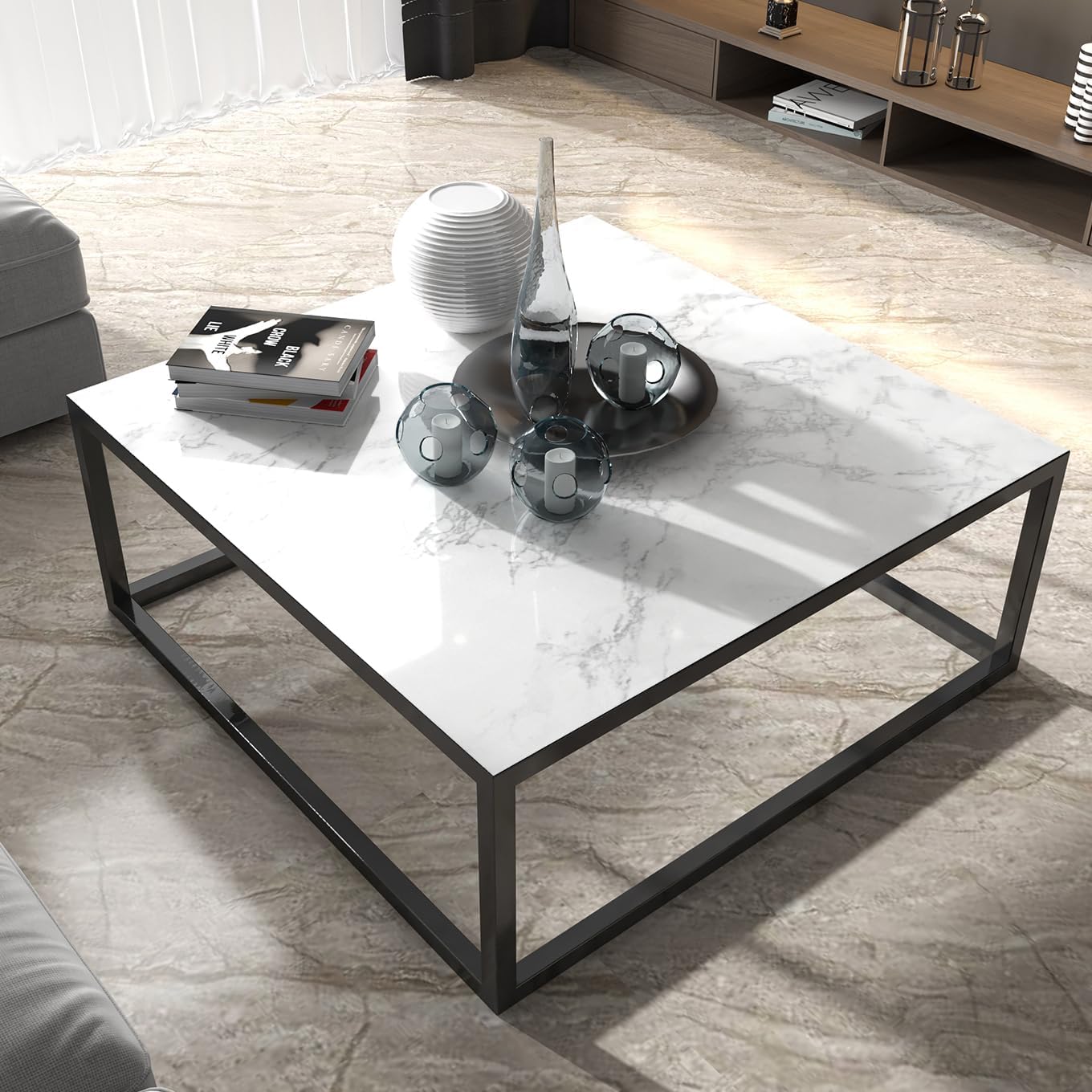 Stickyart 36"x160" Large Wide Grey White Marble Contact Paper for Countertops Waterproof Matte Granite Wallpaper Peel and Stick Thick Quartz Kitchen Contact Paper Vinyl Warp for Island Table Cabinet