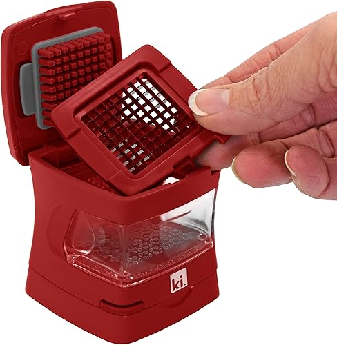 Miniatura 20 de Prensa de ajo, trituradora, cortadora, picadora y recipiente de almacenamiento, incluye pelador de ajo de silicona, fácil de limpiar, cuchillas