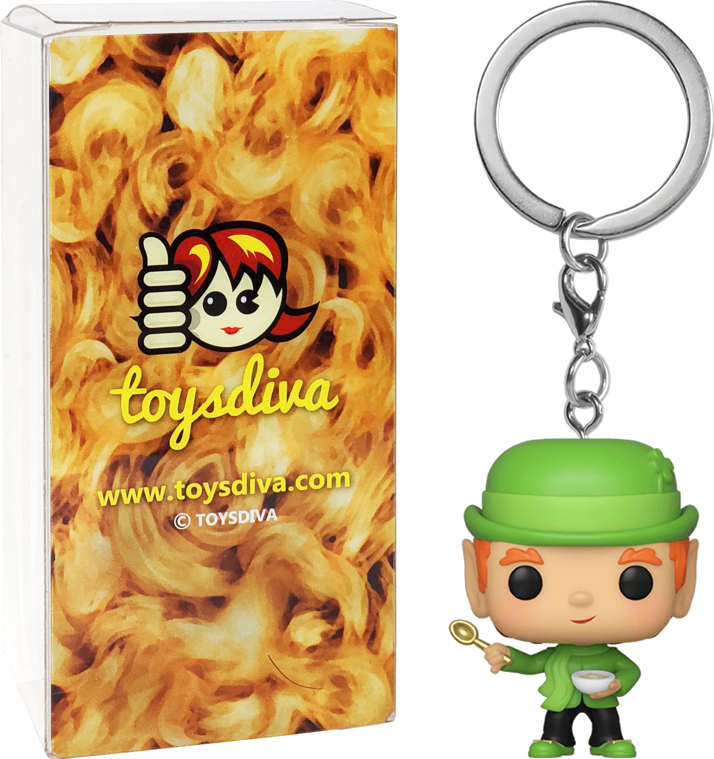Lucky the L e p r e c h a u n : Pocket P o p ! Mini-Figural K e y c h a i n Bundle with 1 Compatible 'ToysDiva' Graphic Protector (48504 - B)