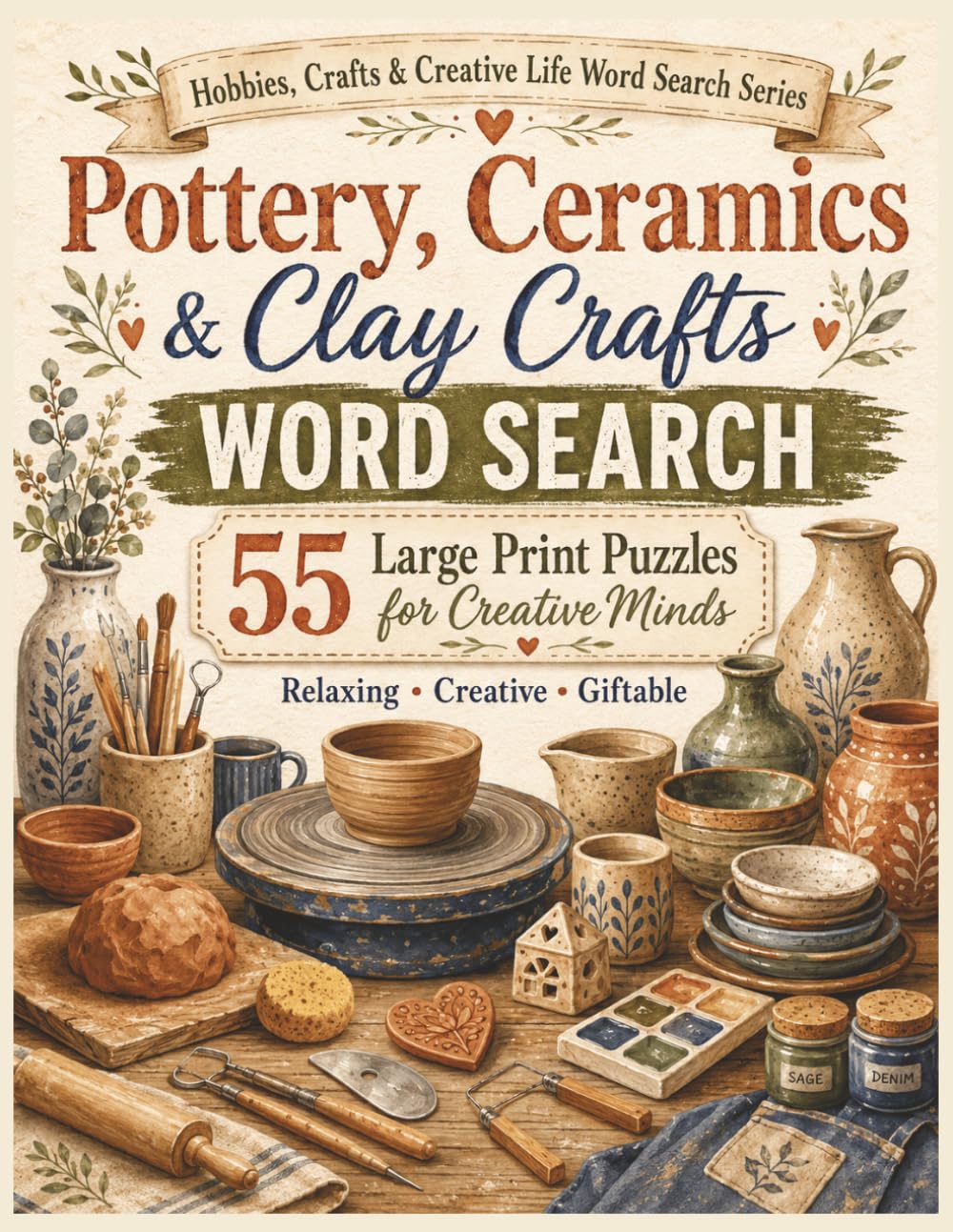 Pottery, Ceramics and Clay Crafts Word Search: 55 Large Print Puzzles for Creative Minds (Hobbies, Crafts and Creative Life Word Search Series)