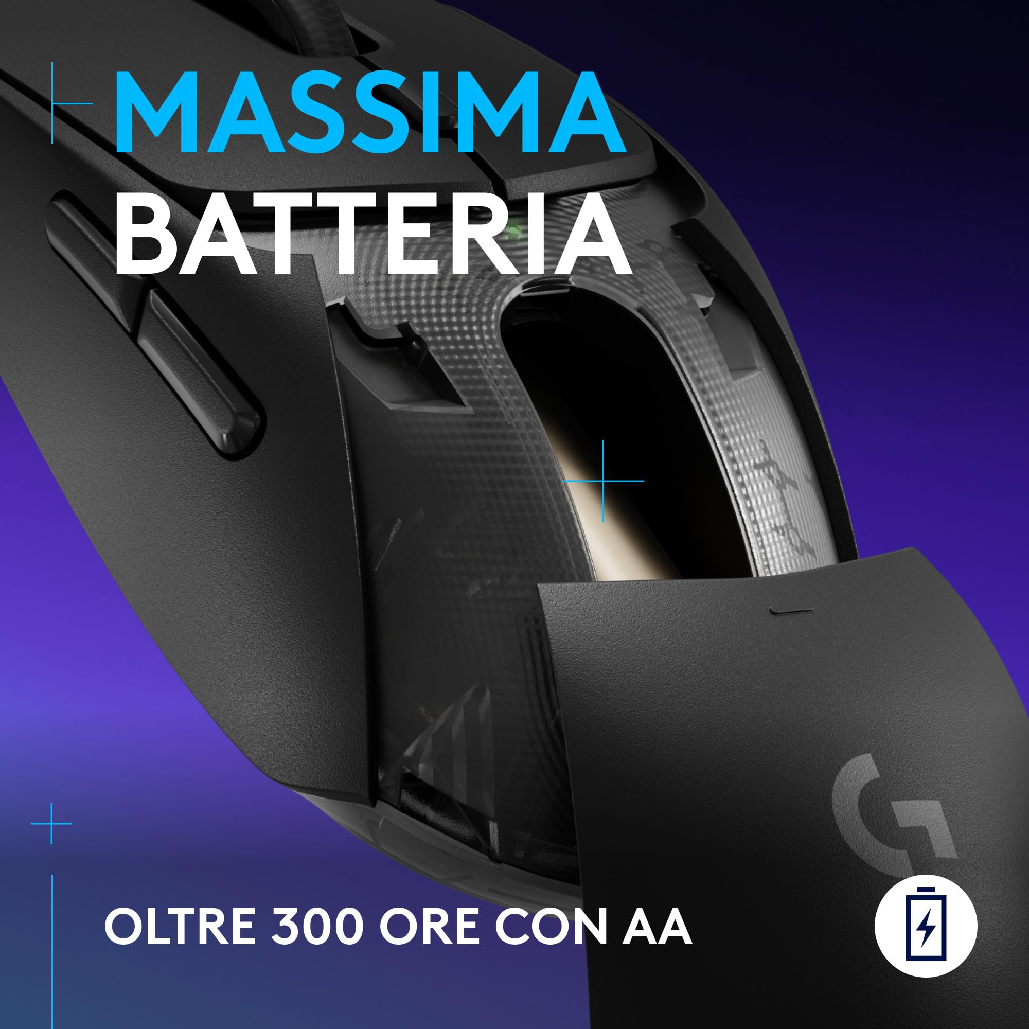 Logitech G309 LIGHTSPEED Mouse gaming wirelessleggero, interruttori ibridi LIGHTFORCE, sensore HERO 25K, oltre 300 ore con batteria AA, 6 pulsanti programmabili, PC e Mac - Nero
