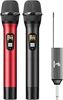 Vista 11 de TONOR Micrófonos inalámbricos, sistema de micrófono dinámico de metal inalámbrico dual UHF con receptor recargable, para canto de karaoke, boda, DJ