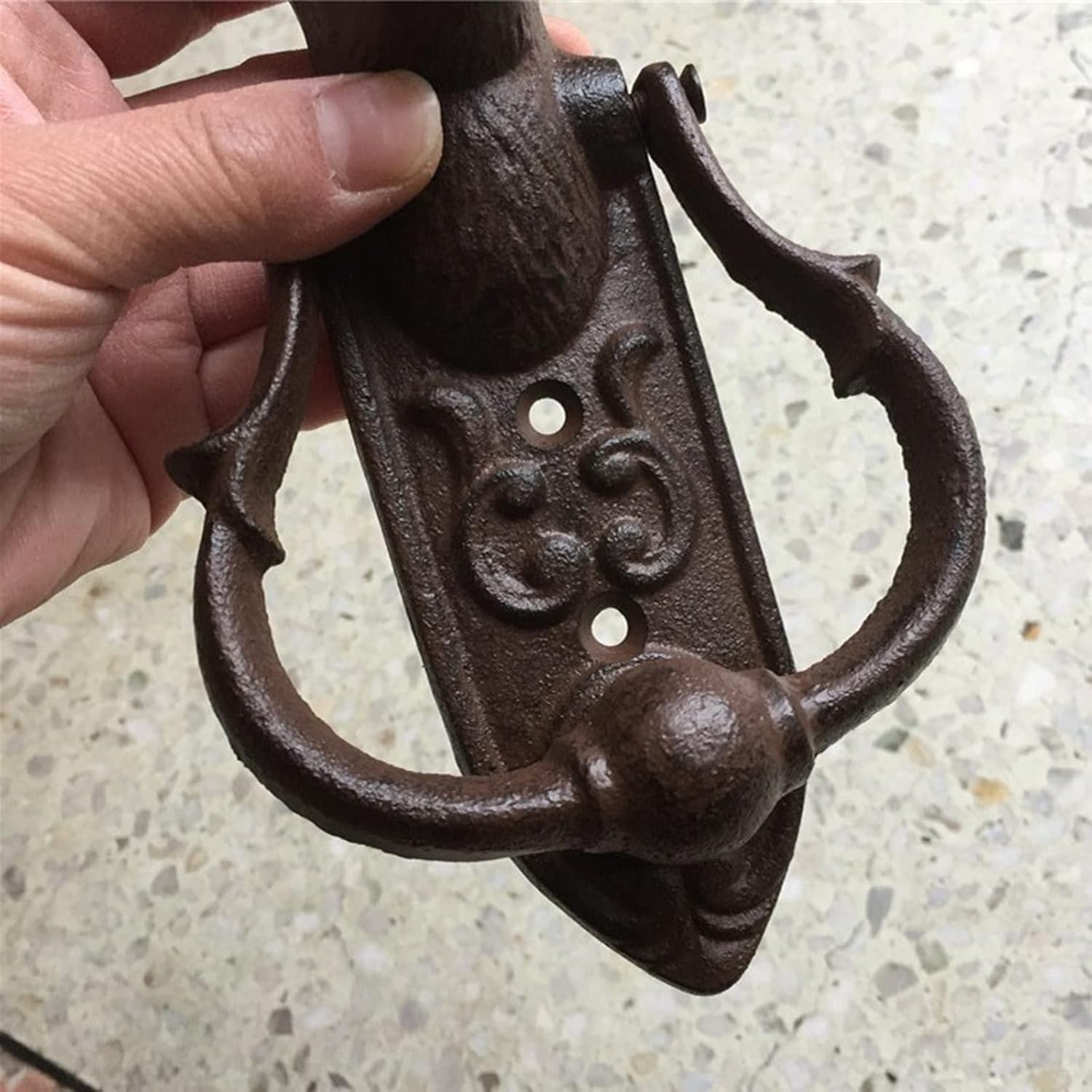JYDQM Retro Door Knocker Decorative Cast Iron Metal Deer Head Front Door Knocker, Vintage Gothic Style Home Decor Gate Handle for Dresser/Barn Door/Shed Door, 8.8" Tall