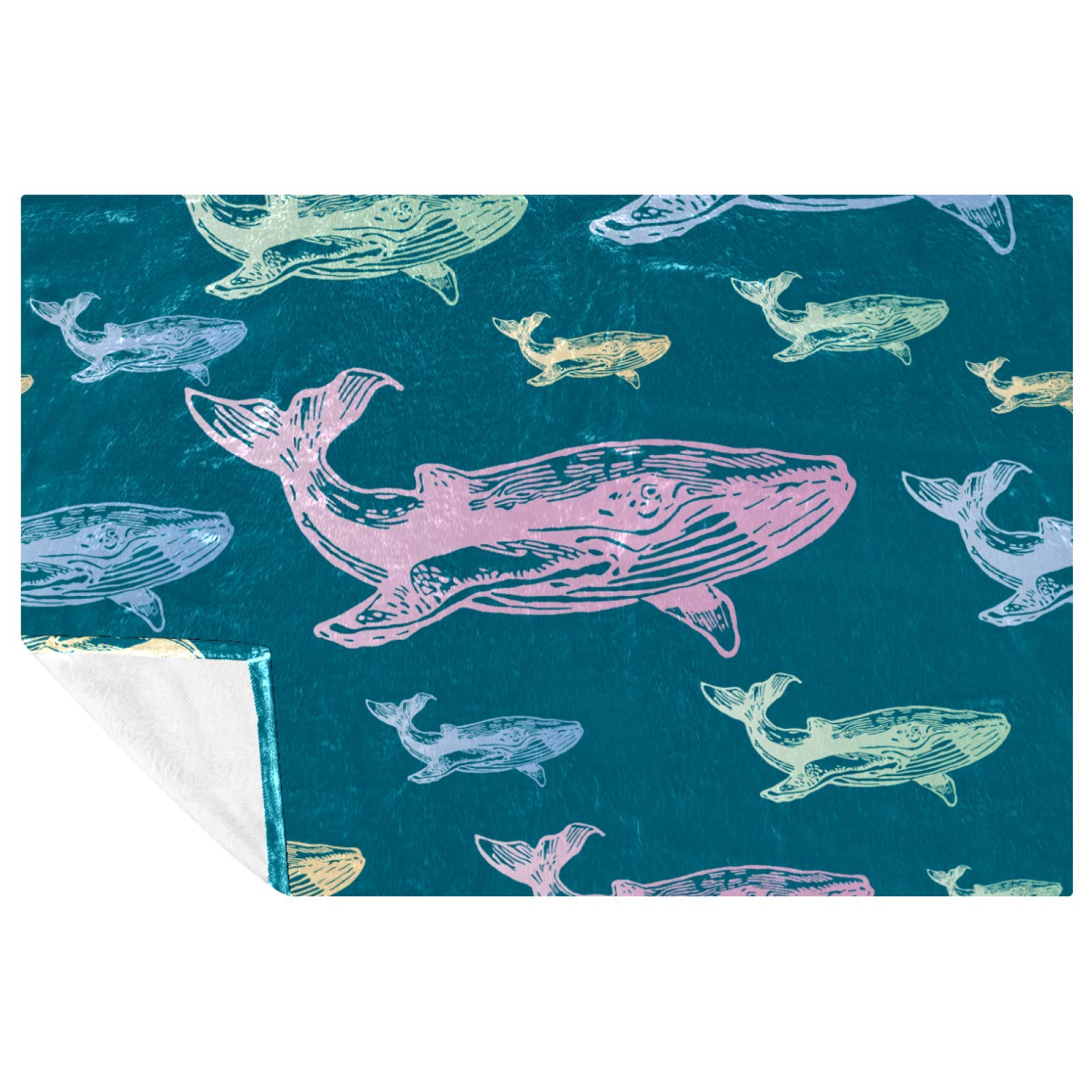 Plaid baleine haut de gamme couverture douce et chaude 150x100cm lit