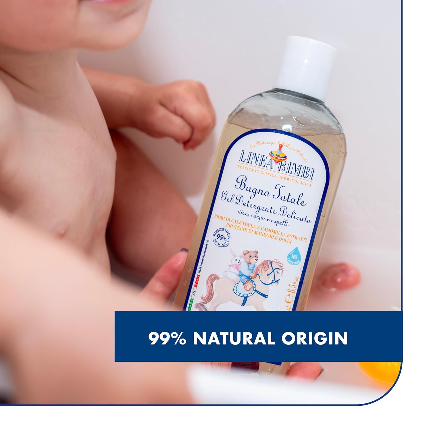 Helan Bimbi Bio - Baby Shampoo and Body Wash, Baby Wash Gel with Marigold & Chamomile Flower Extracts, Kids Shampoo & Gentle Cleanser with Sweet Almond Protein for Baby Bath, Made in Italy 250fl oz - Image 3