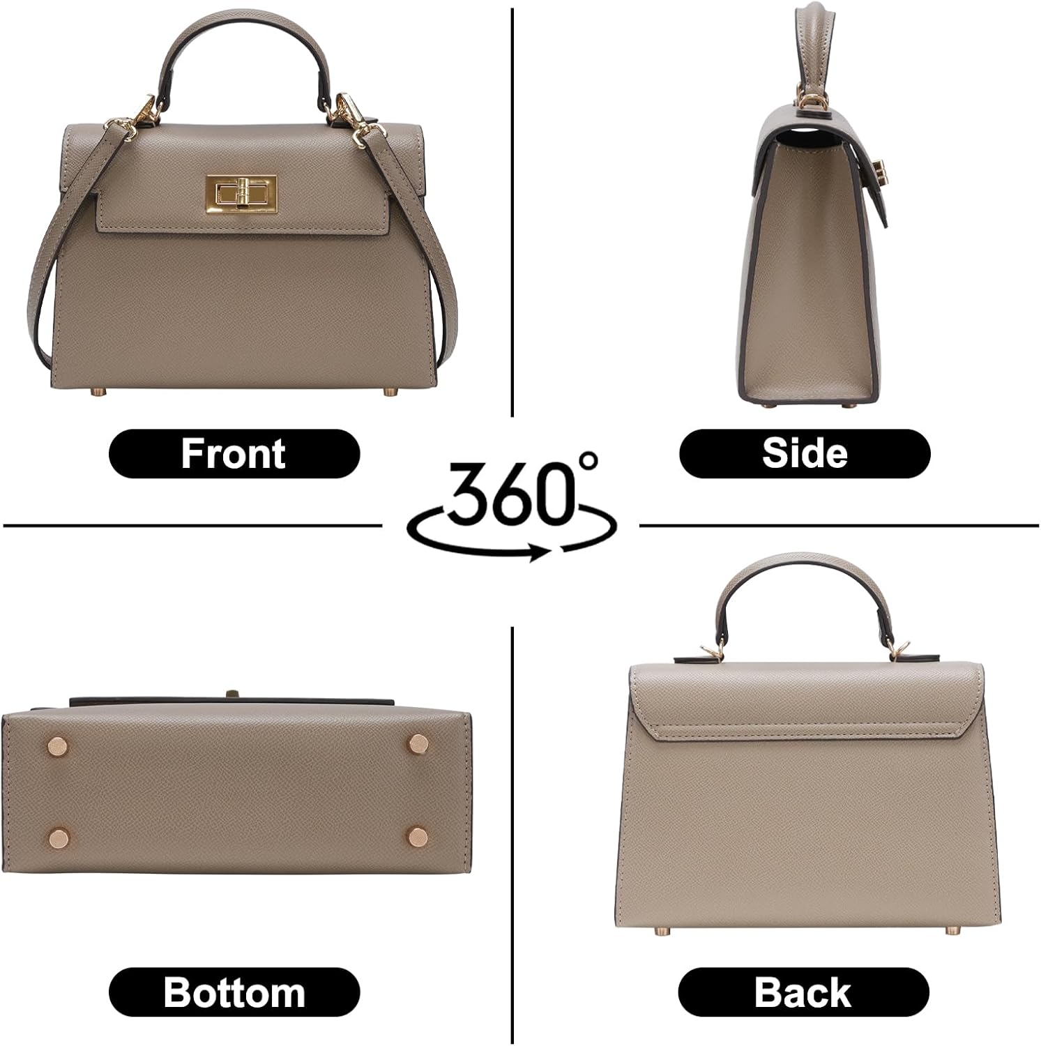 Leather Crossbody Handbag and Mini Luxury Shoulder Bag - Top Handle Purse with Adjustable Strap