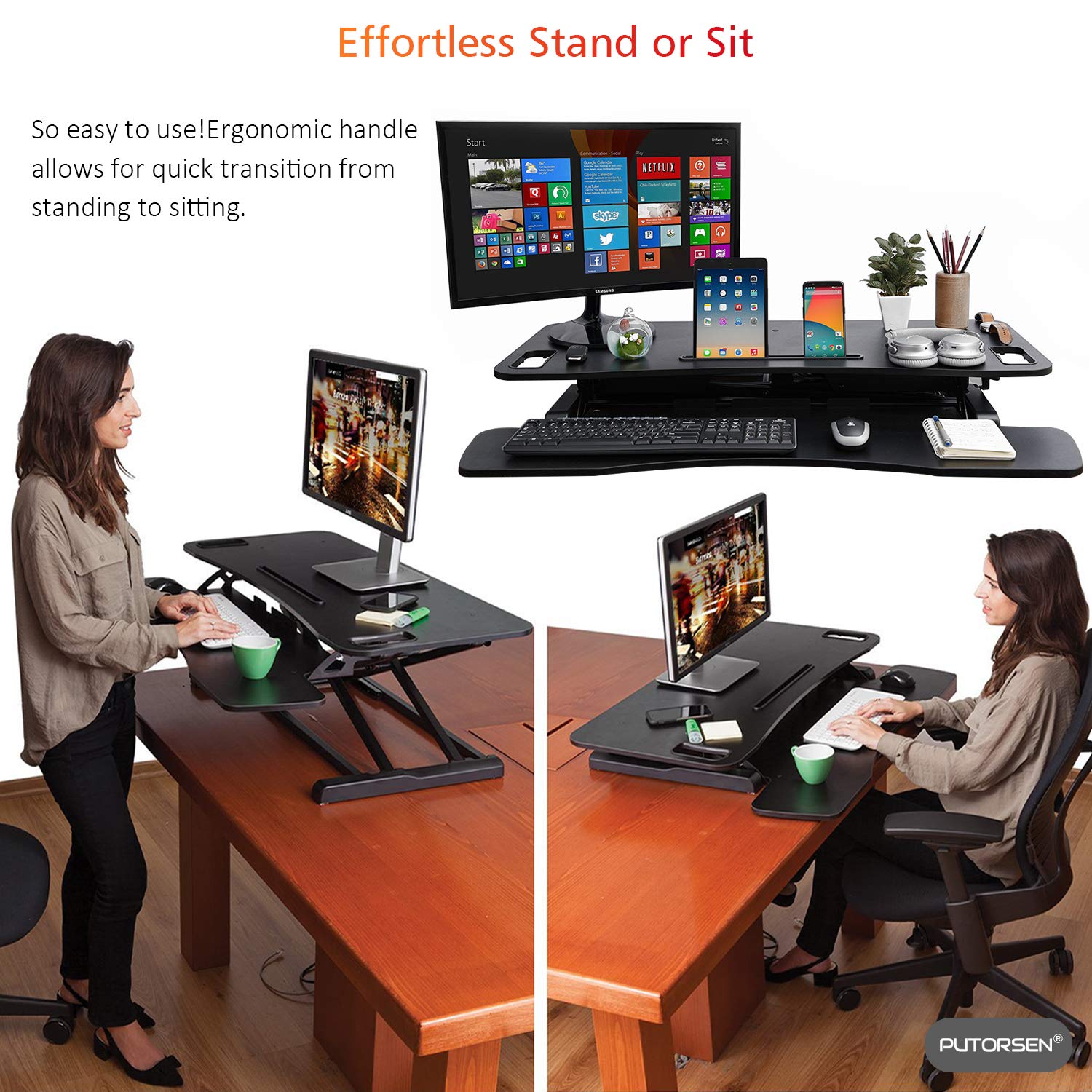 PUTORSEN® Standing Desk Height Adjustable Sit Stand Desk Converter