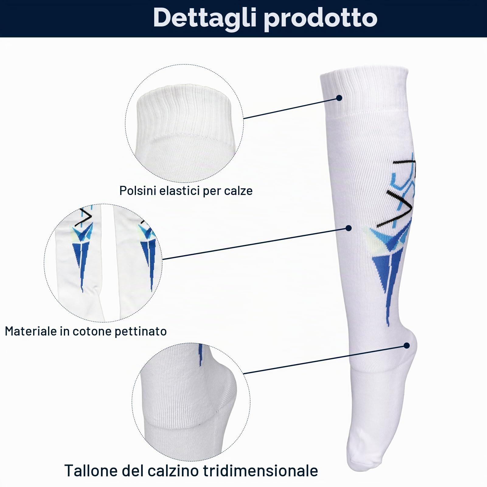 Calzini da Scherma, Fontana Calze in Cotone Pettinato Calzini Caldi Invernali Traspiranti, Elastici, Indossabili Calzini Lunghi Calzini di Scherma per Bambini e Adulti