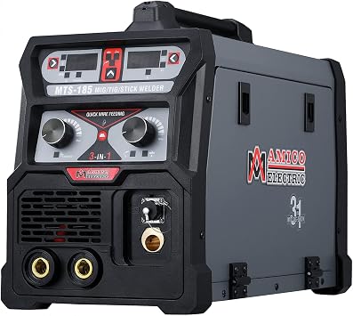 MTS-185, 3-in-1 Combo 185-Amp MIG Lift-TIG Stick Arc DC Inverter Welder, Compatible Spool Gun Welding Aluminum SPG15180., Grey, Full Size