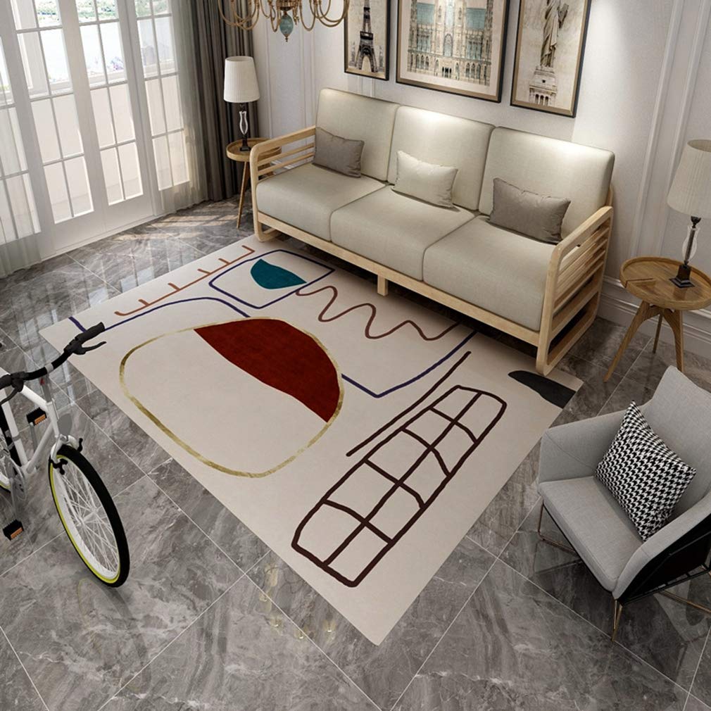 LIKETN Soft Abstract Art Living Room Area Rugs Rectangular Children Crawling Bedroom Rug Fleece Anti-Slip Carpets Nordic Modern Home Decor Mats Indoor Outdoor Runners Nursery Carpet 6.5' X 13'