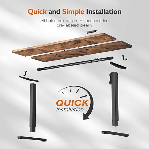 Miniatura 9 de Monomi Escritorio Eléctrico de Pie de 55 Pulgadas, Escritorio Ajustable en Altura para Oficina en Casa, para Sentarse o Estar de Pie, Mesa para