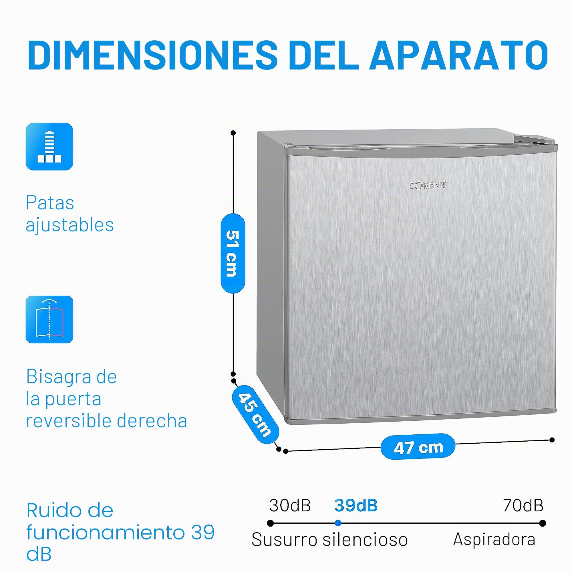 Bomann Freezerbox 31L Contenido útil | Congelador pequeño con rejilla | tope de puerta intercambiable y control de temperatura continuo | Mini congelador con 4 estrellas | GB 341.1 inox