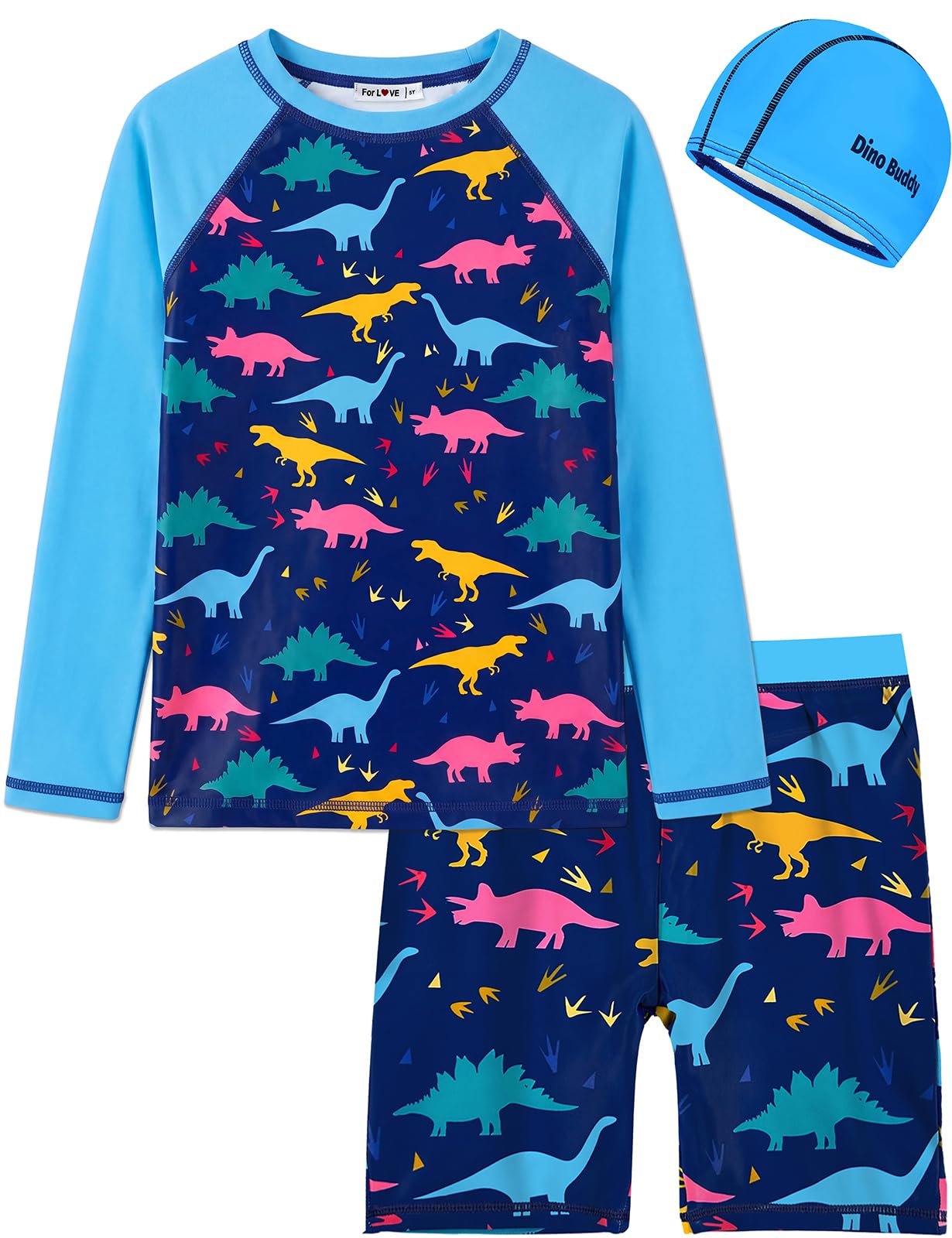 weVSwe Bañador para niño de 3 piezas, gorro de natación, protección UV, para playa, vacaciones y natación, 2-12 años OEKO-TEX STANDARD 100