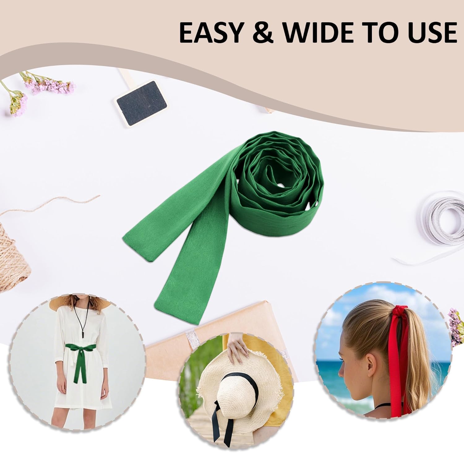 Mantieqingway Scarf for Women, Solid Color Satin Ribbon Tie Neckerchief Accessory for Wedding, Cosplay, Party - Image 5