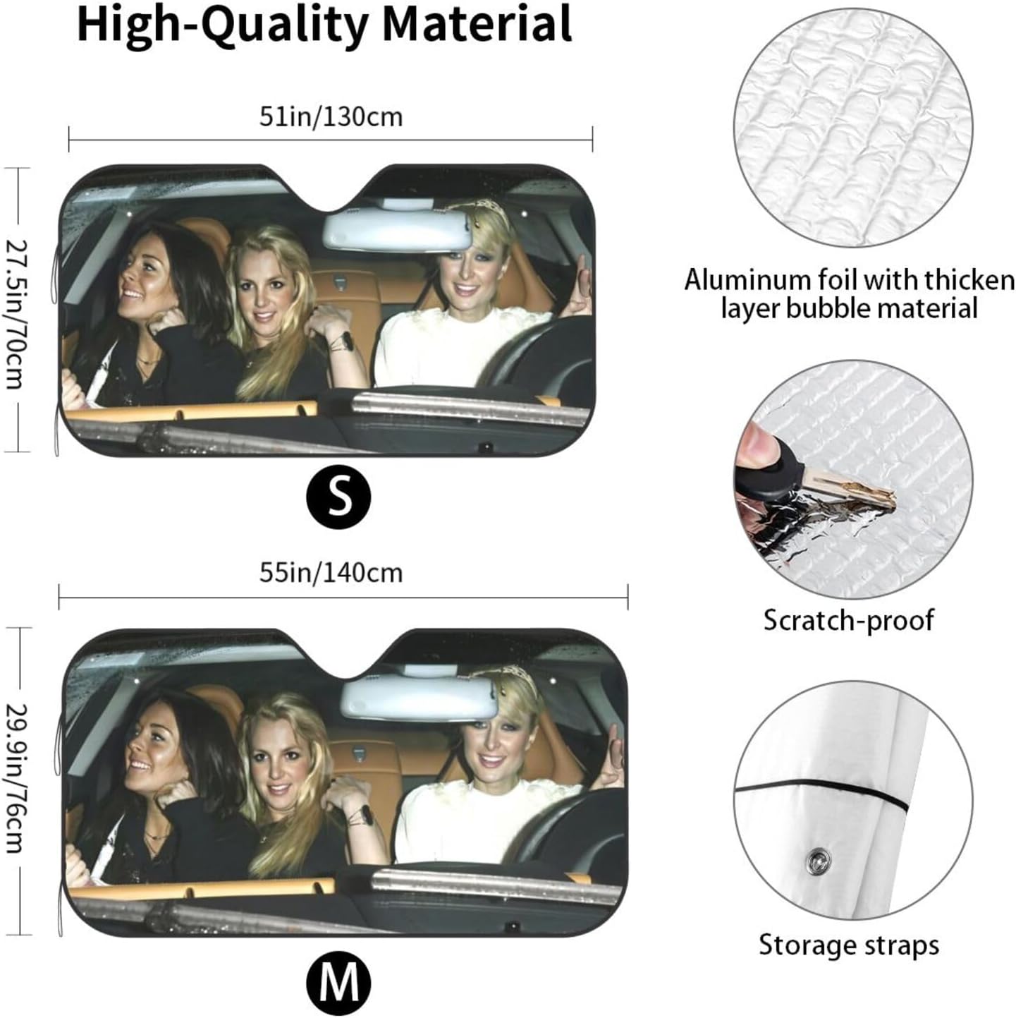 Funny Windshield Sun Shade for Car Sunshade for Car Windshield Covers Blocks UV Rays Automotive Interior Sun Protection 51 x 27.5 in