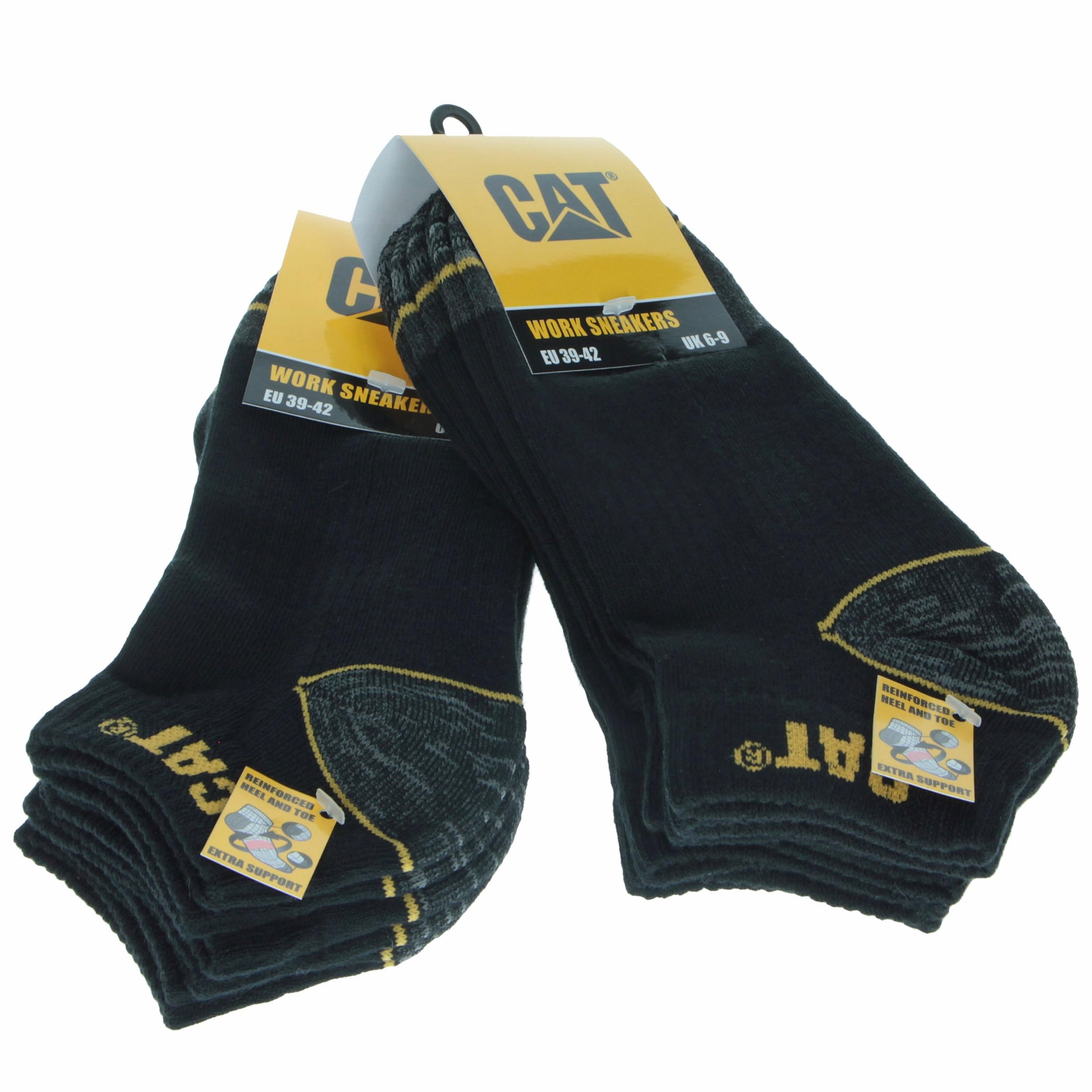 Caterpillar 6 Paia Calze Sneaker Lavoro - Punta Tallone Rinforzati - Supporto Arco Plantare - Cotone