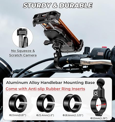 Miniatura 4 de Soporte de teléfono para motocicleta bloqueo seguro bloqueo y liberación de 1s, soporte para teléfono celular de motocicleta, abrazadera de manillar