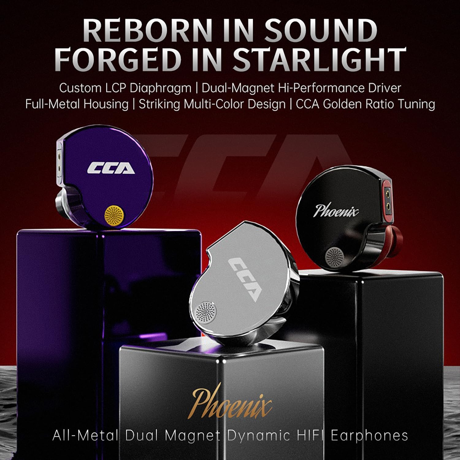 CCA Phoenix 10mm High-Performance Dual Magnet LCP Diaphragm in-Ear Headphones – Precision Metal Casting Earphones, Pure Sound Earbuds (3.5mm with MIC, Dark Grey)