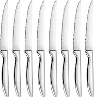 SuperCook Serrated Steak Knife Set of 8 - Premium Stainless Steel, Dishwasher Safe, Ergonomic Handles for Effortless Slicing